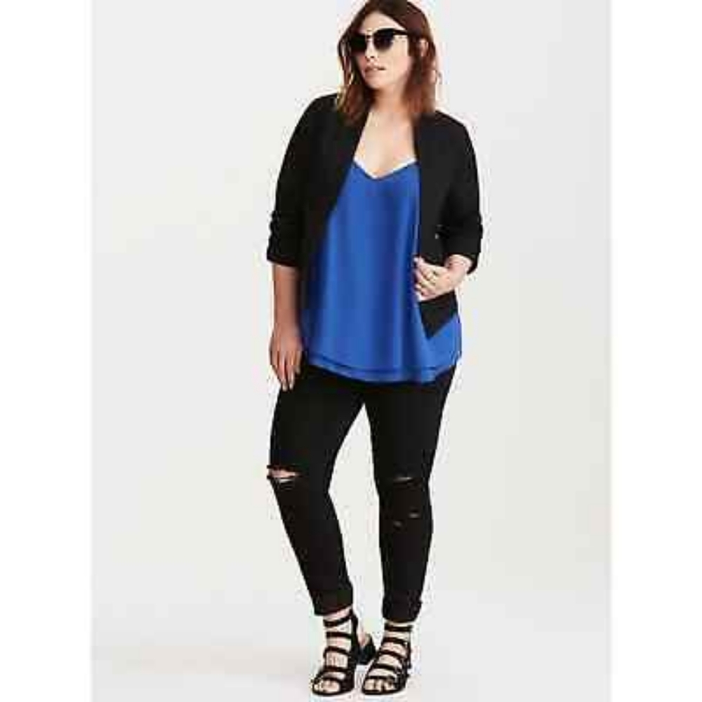 DELUXE STRETCH RUCHED SLEEVED BLAZER